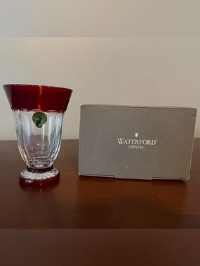 ✨ Waterford Crystal Simply Red 5” Crystal Vase